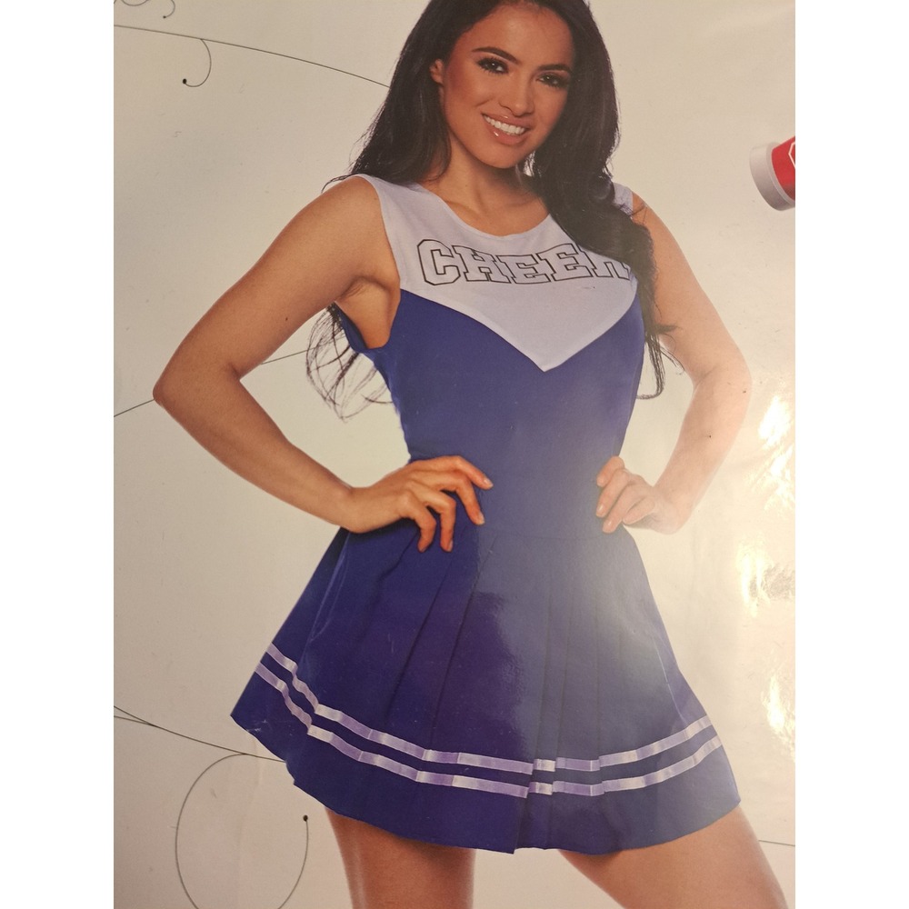 Underwraps Cheer Blue Cheerleader Costume Set Top Pleated Skirt Large 29844 - Picture 2 of 6